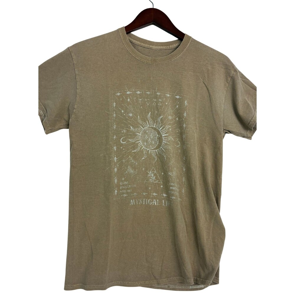 Full Tilt Mystical Life Sun Graphic T-Shirt Brown Tan Size Small S